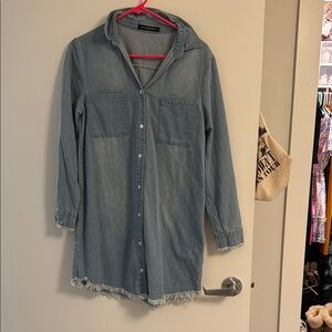 Blue Denim Button-Up Shirt Dress